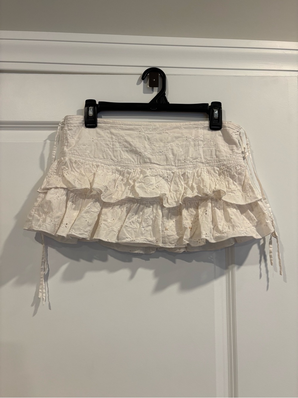 Ruffled Eyelet White Mini Skirt